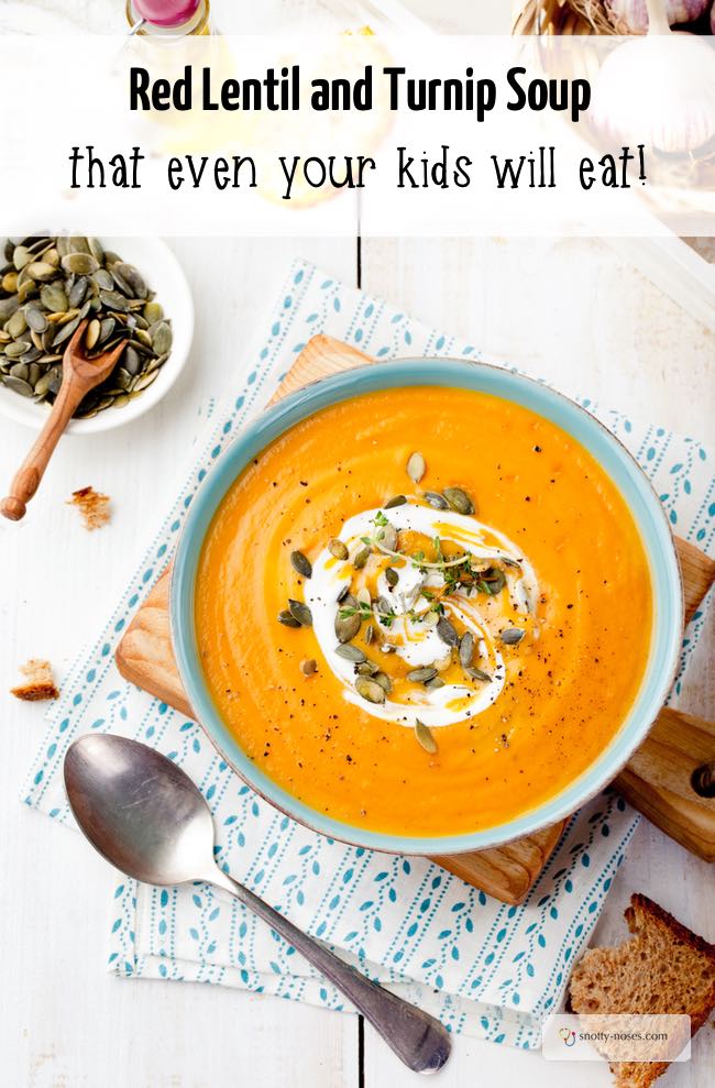 Turnip and red lentil soup. An easy lunch idea for kids.