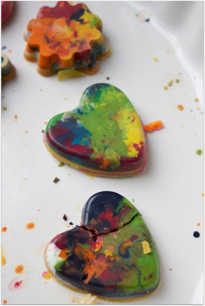 Wax crayons in the shape of hearts