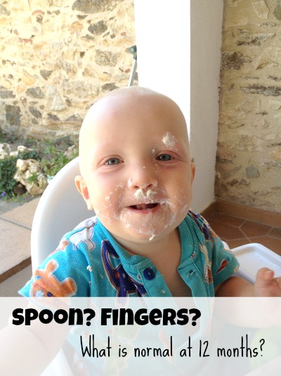 A baby's face, covered in food