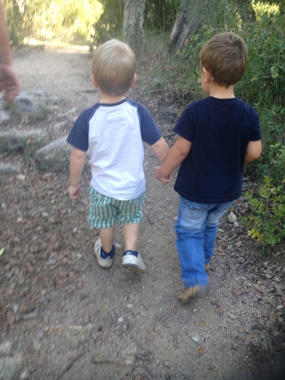 2 little boys holding hands