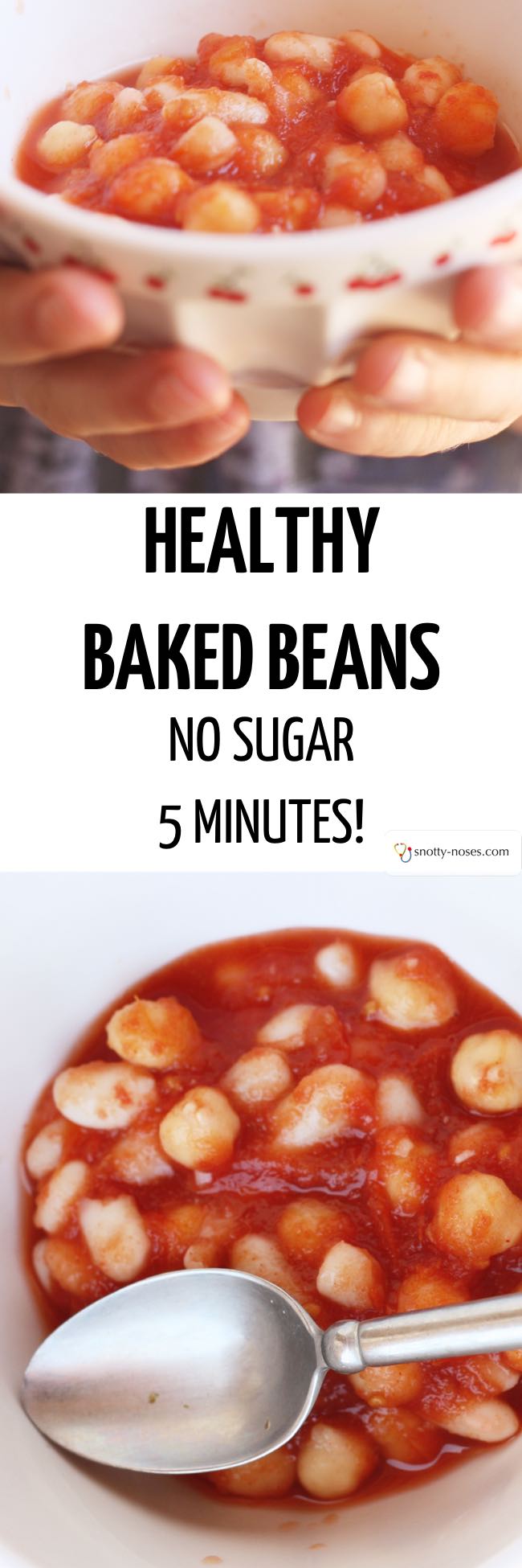 EHealthy Baked beans no sugar, no salt. Simple recipe, ready in 5 minutes. My kids LOVE this!.