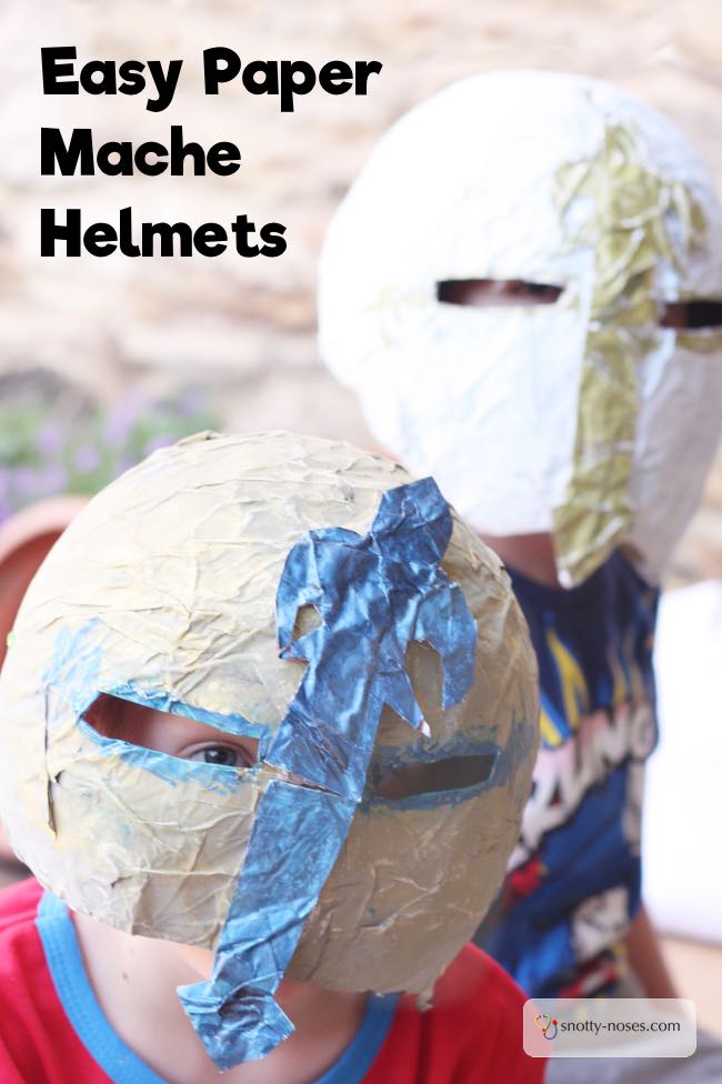 How to make Paper Mache Helmets. A really easy activity to nurture your child's creativity.