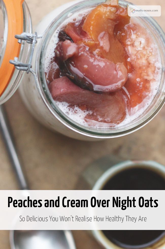 Peaches and Cream Overnight Oats. A really simple and easy healthy breakfast.