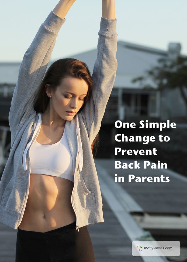 One Simple Change to Prevent Back Pain in Parents. Make this one little change and you'll significantly reduce the amount of shoulder back pain. So easy! 